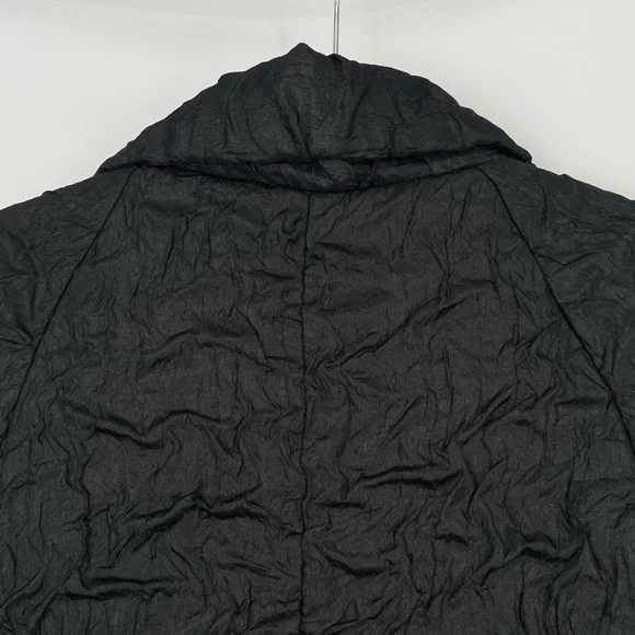Yoana Baraschi Womens Black Quilted Textured Collared Crinkle Jacket Coat Size S
